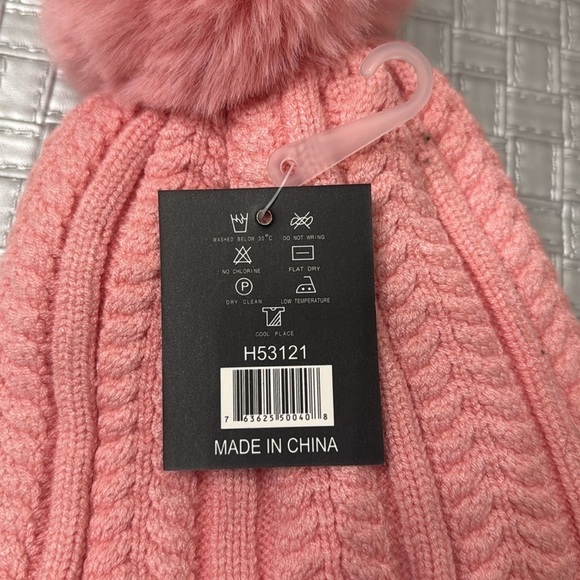 S.Cristina pink Pom Pom Knit Thermal Fleece Snow Ski Cap - Picture 3 of 6